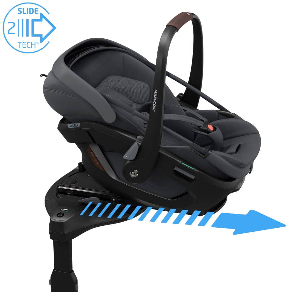 Maxi-Cosi Coral Slide Pro, ultra-lightweight baby car seat with  SLIDETECH®2, full lie-flat position, g-cell side impact protection and  hands-free carrying
